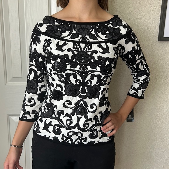 INC International Concepts black and white blouse - Picture 4 of 4